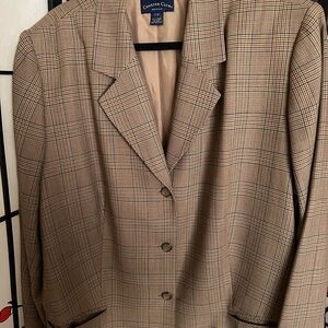 Brown Plaid Blazer Charter Club 20w